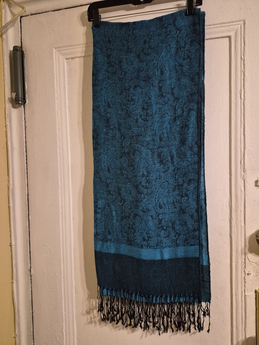 Teal Multi-Color Paisley Fringe Throw Scarf - BY-PASHMINA